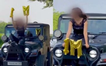 Woman Shot Video By Sitting On Bonnet Hoshiyarpur