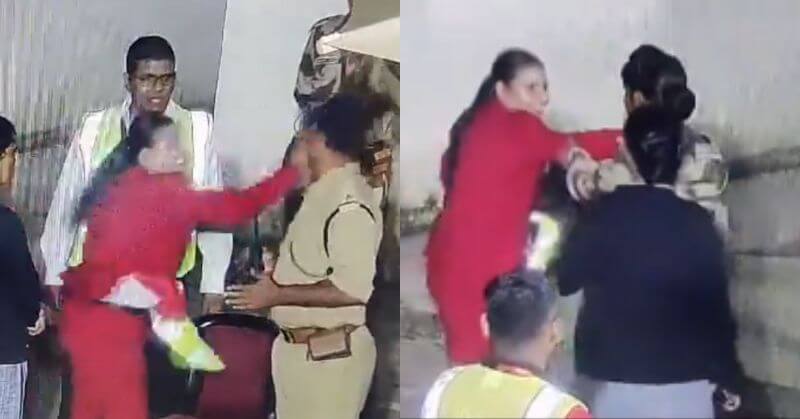 Spicejet employee slapped CISF Jaipur video